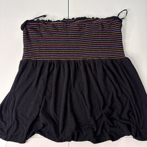Torrid Super Soft Black Smocked Tube Top Rainbow Stripe Size 3 (3X) - Picture 1 of 3
